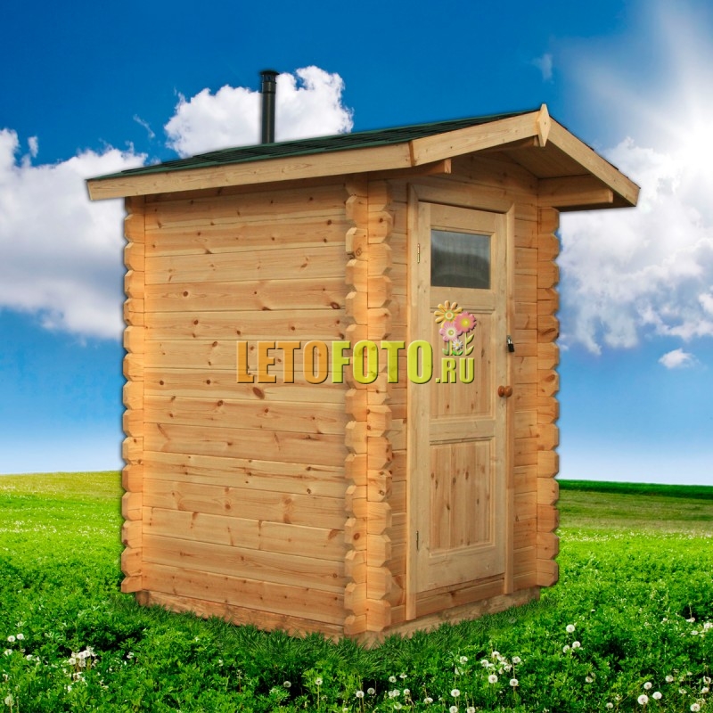 Туалетный домик для дачи из дерева толщиной 4,5 см. Кровля из мягкой черепицы Шингалс.