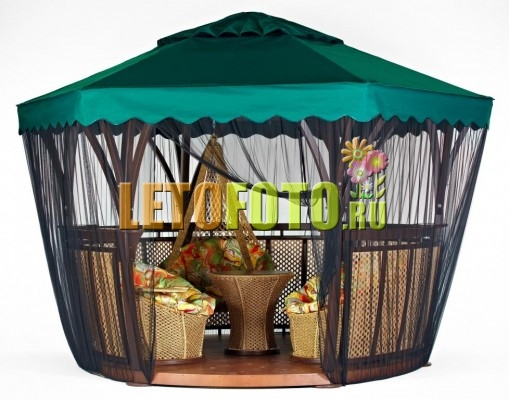 Беседка для дачи шатер из дерева в комплекте с москитной сеткой. Мебель продается отдельно.