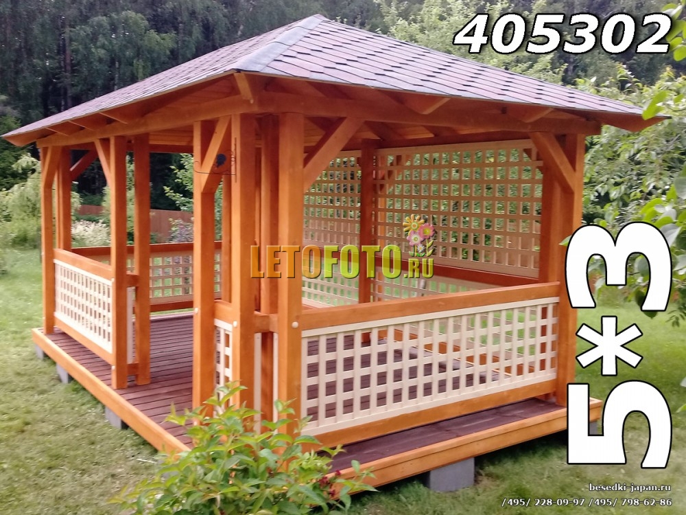 Большое фото 405302-1 Прямоугольная садовая беседка для дачи - японский стиль
