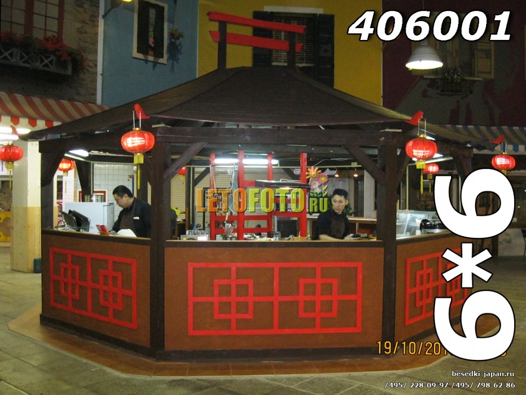 Большое фото 406001-1 Восьмигранная беседка для ресторана с закрытыми перилами
